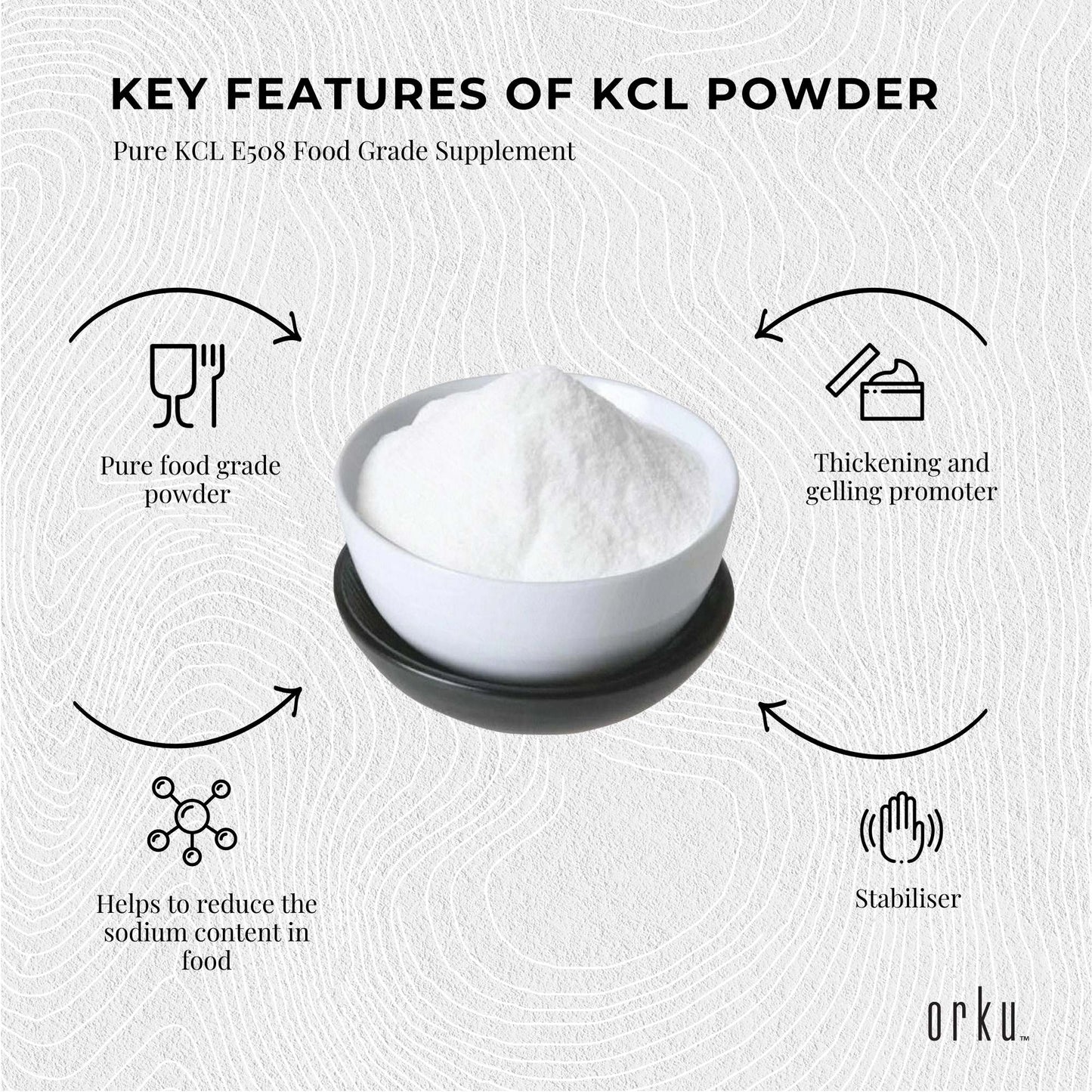 Potassium Chloride Powder Tub - Pure KCL E508 Food Grade Salt Replacer Bulk