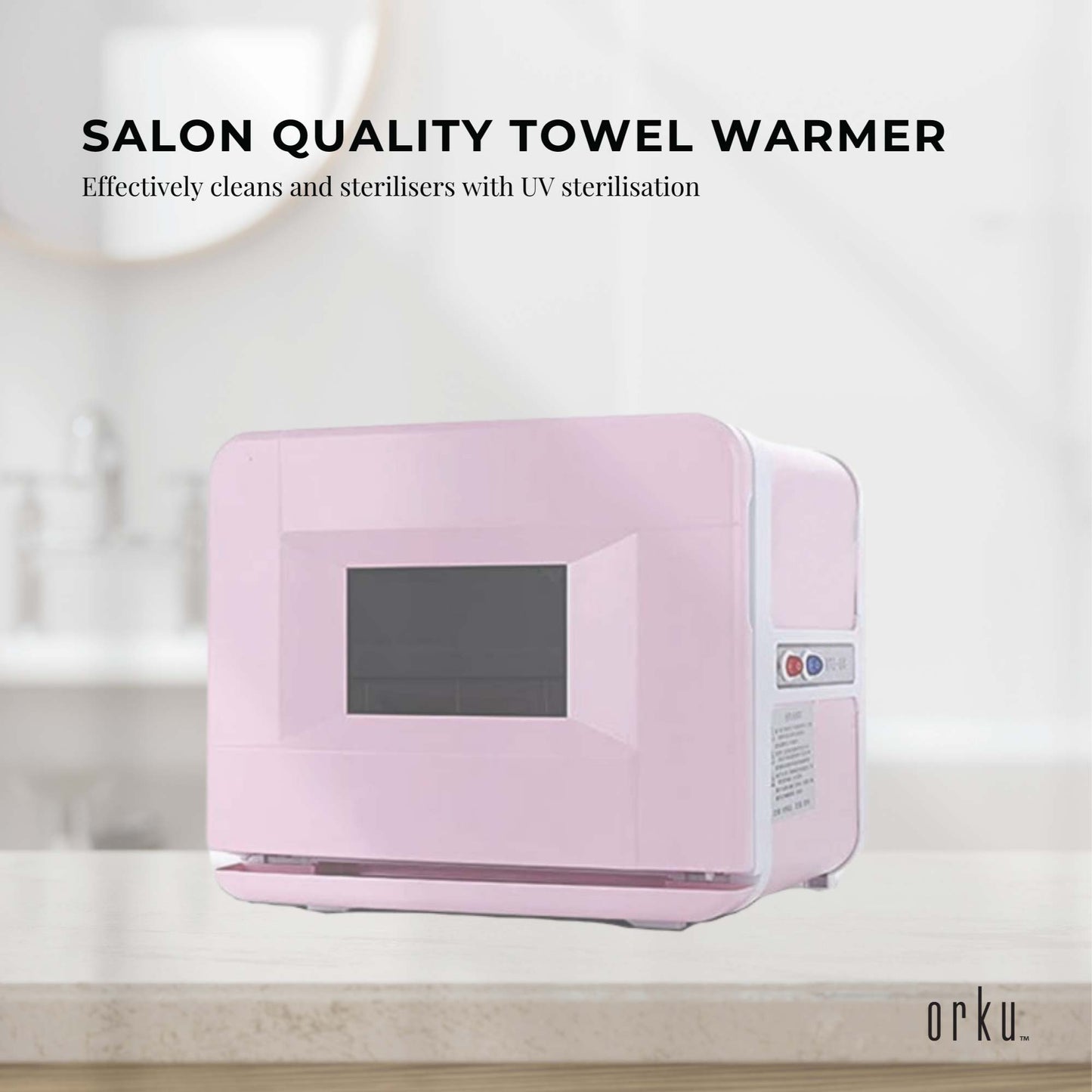 Orku 8L Pink Electric Towel Warmer UV Steriliser Cabinet Salon Heat Sanitiser