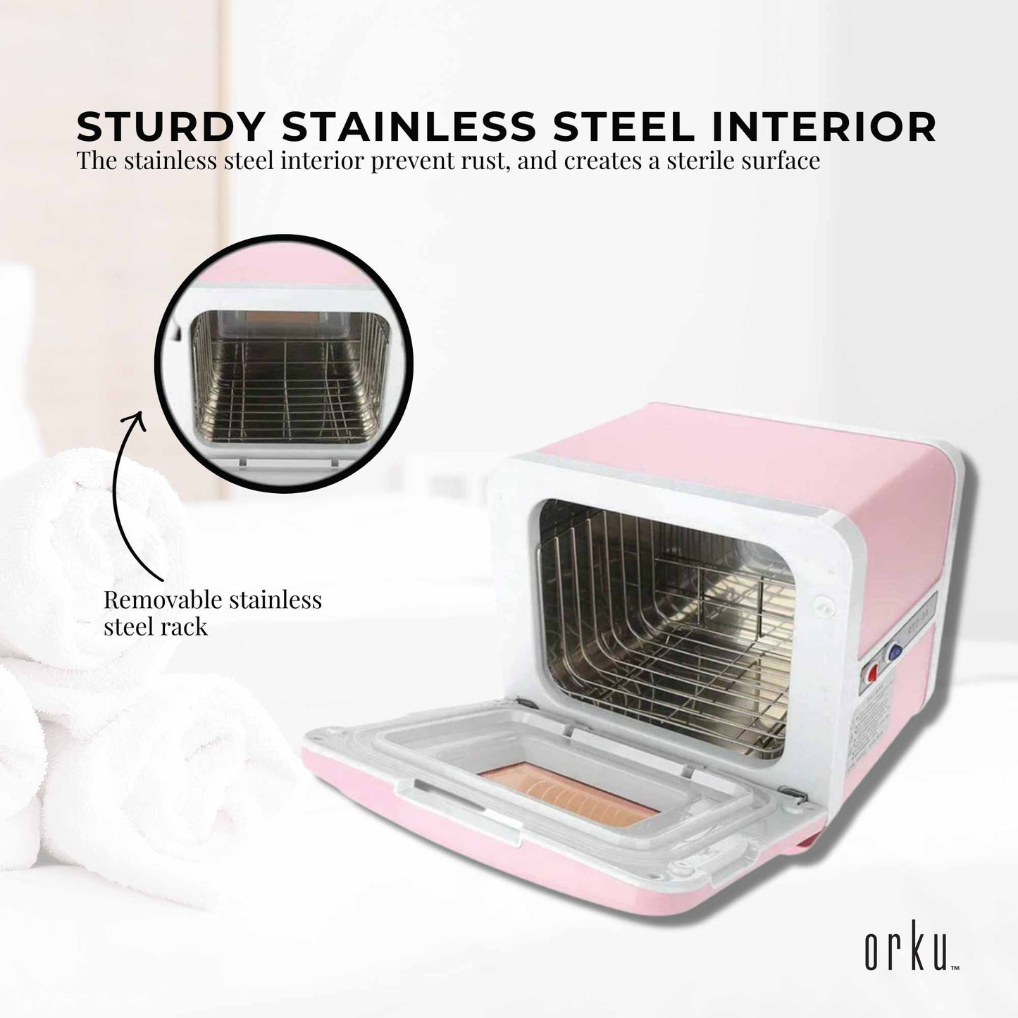 Orku 8L Pink Electric Towel Warmer UV Steriliser Cabinet Salon Heat Sanitiser