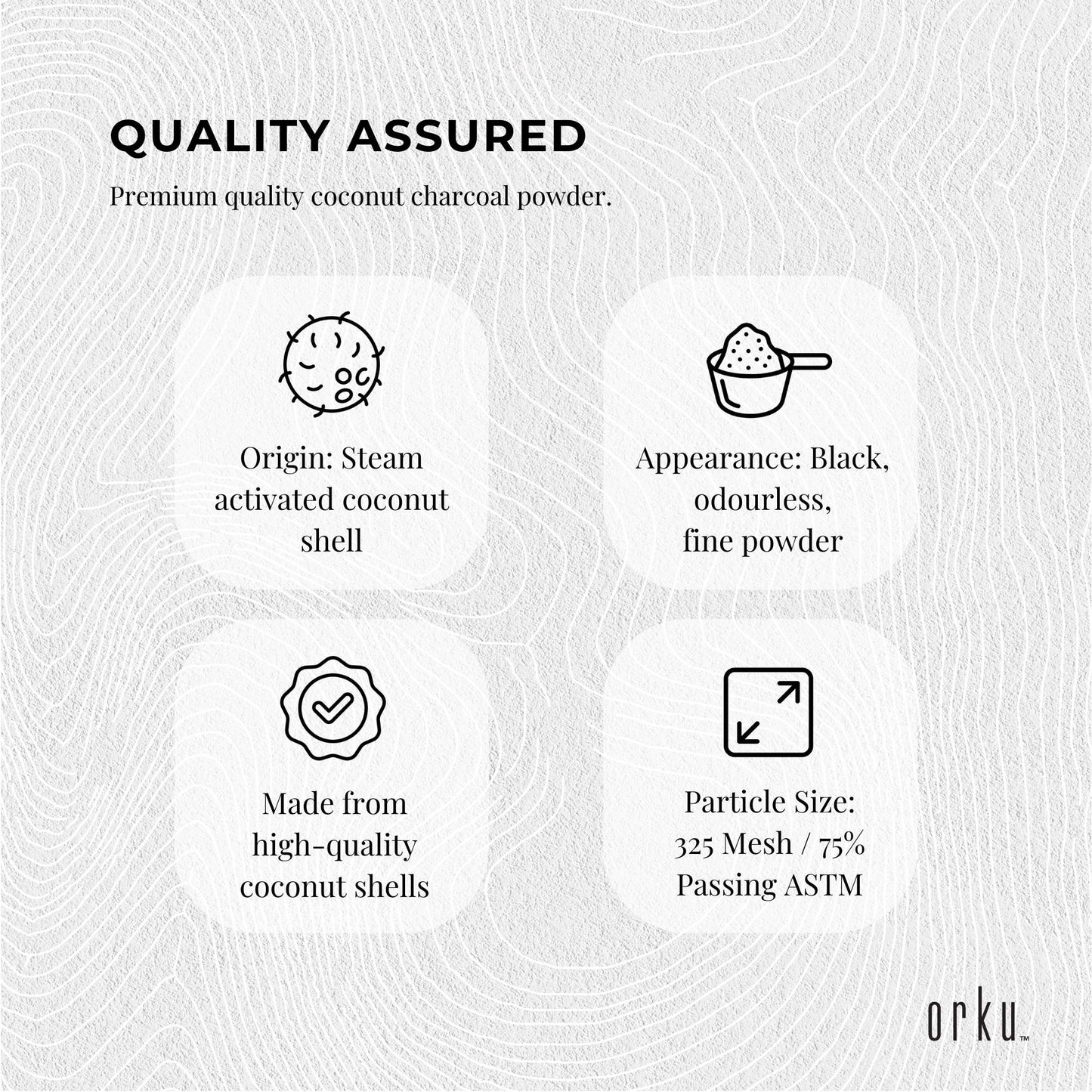 Orku Activated Carbon Powder Coconut Charcoal Bucket - Water Filtration