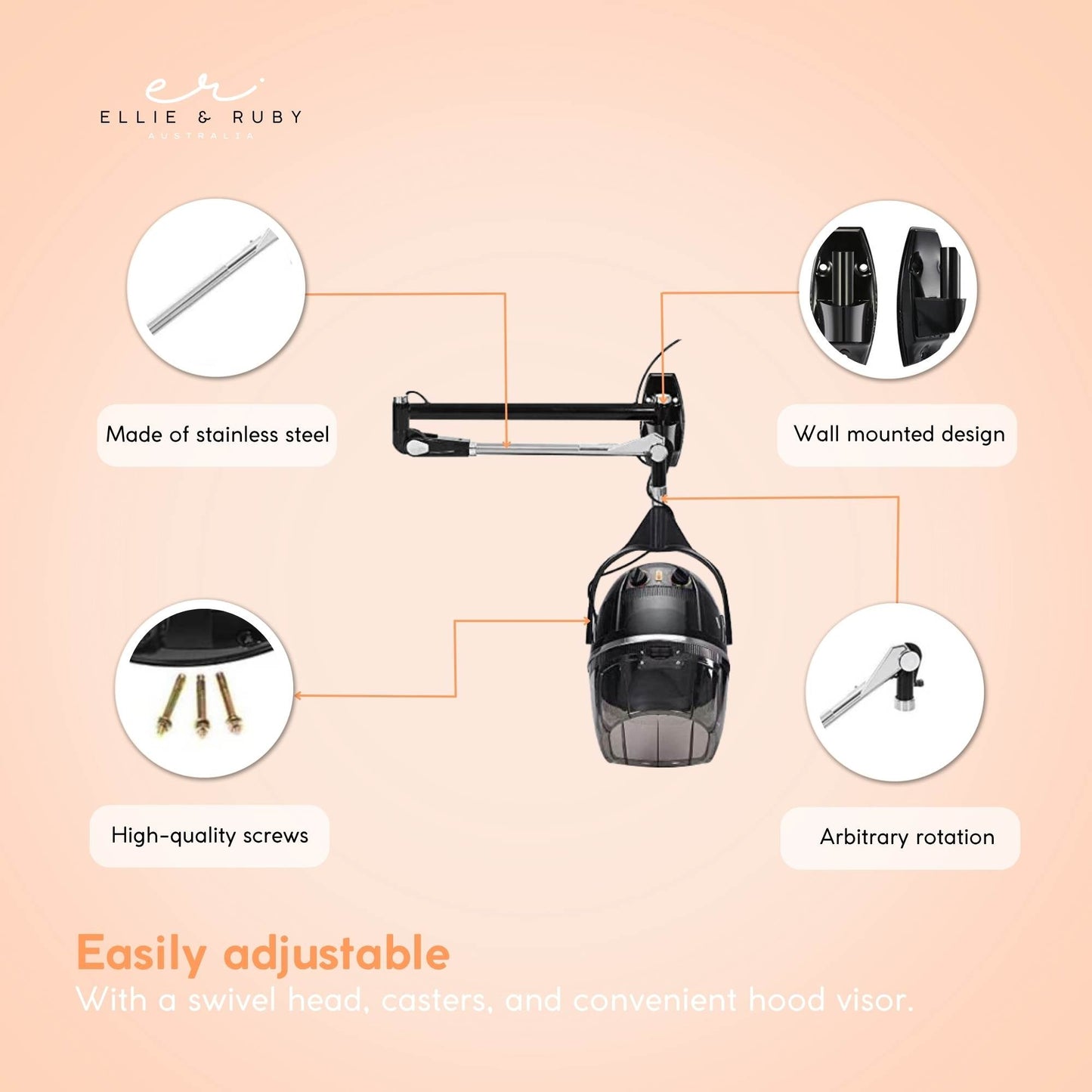 Hanging Hooded Hair Dryer Wall Mounted Bonnet Hood Hairdryer Salon Equipment