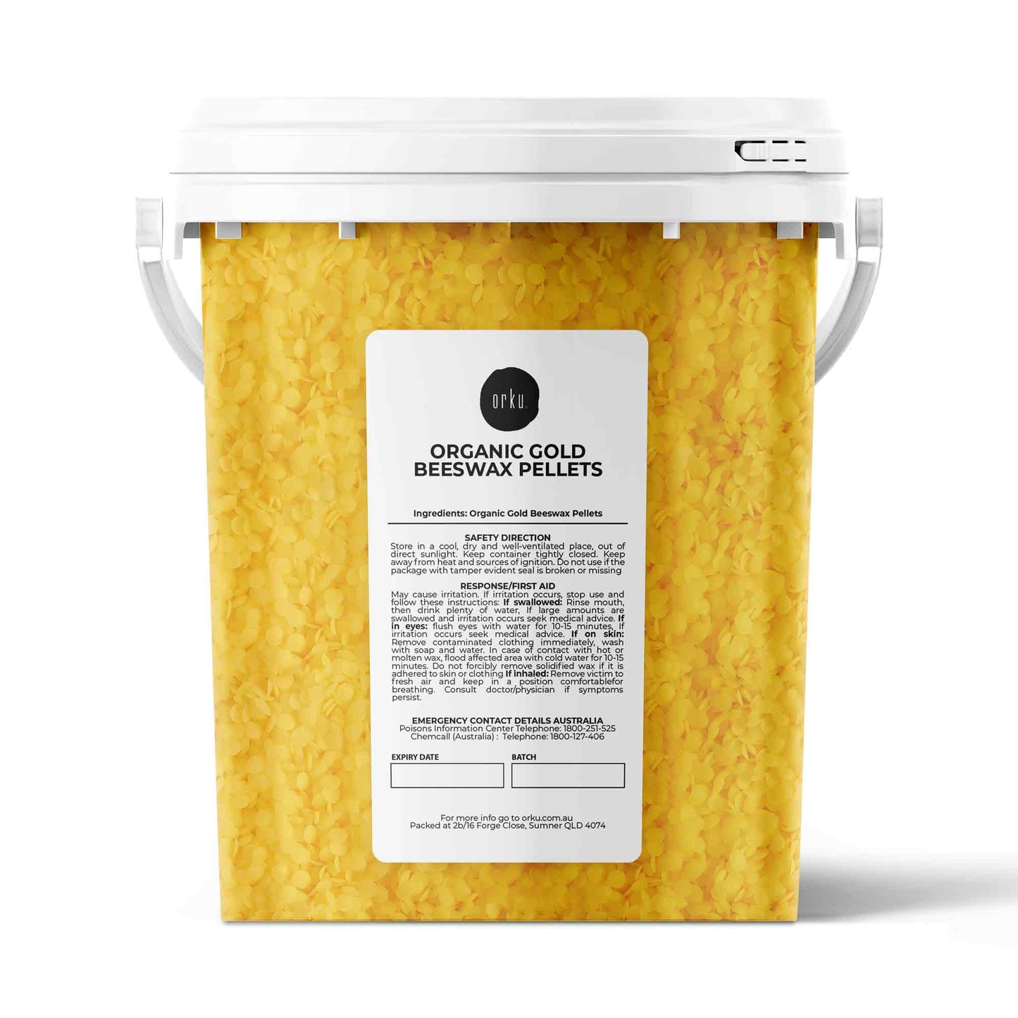 Orku Organic Beeswax Pellets Yellow Tubs - Cosmetic Quality Pure Bees Wax