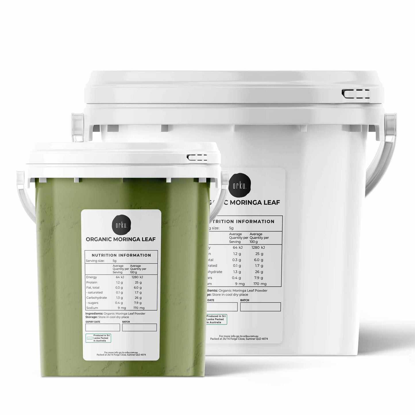 Orku Organic Moringa Leaf Powder Tub - Food Grade Oleifera Drumstick Leaf