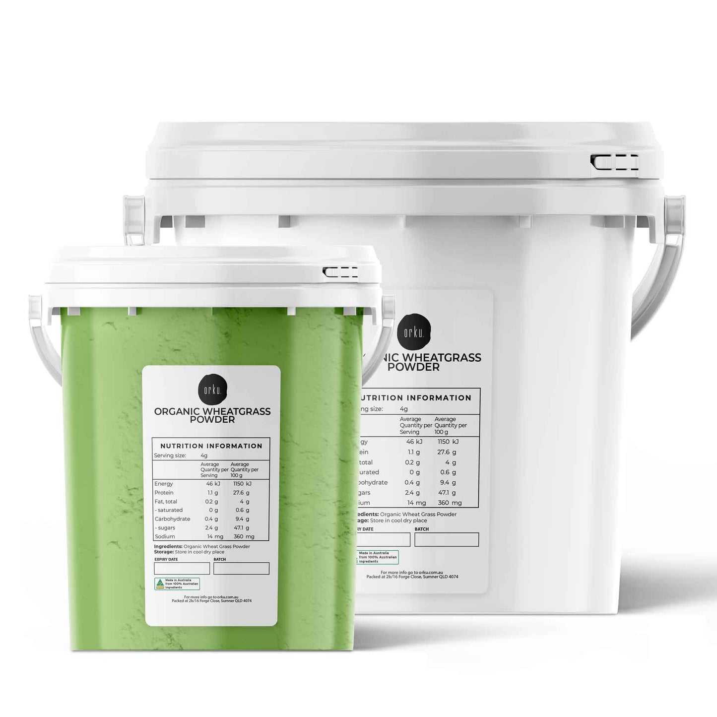 Orku Organic Wheatgrass Powder Tubs - 100% Pure Wheat Grass Leaf Superfood