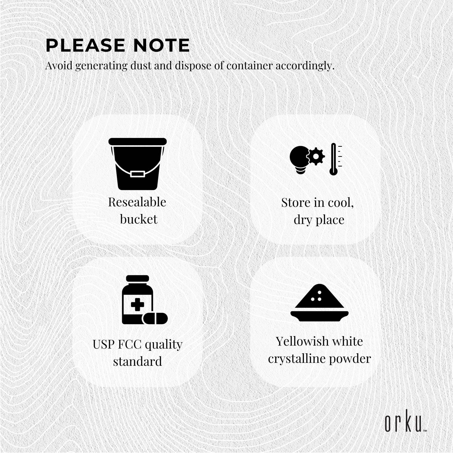 Orku 5Kg Sodium Ascorbate Tub - High Purity Soluble Crystalline Powder