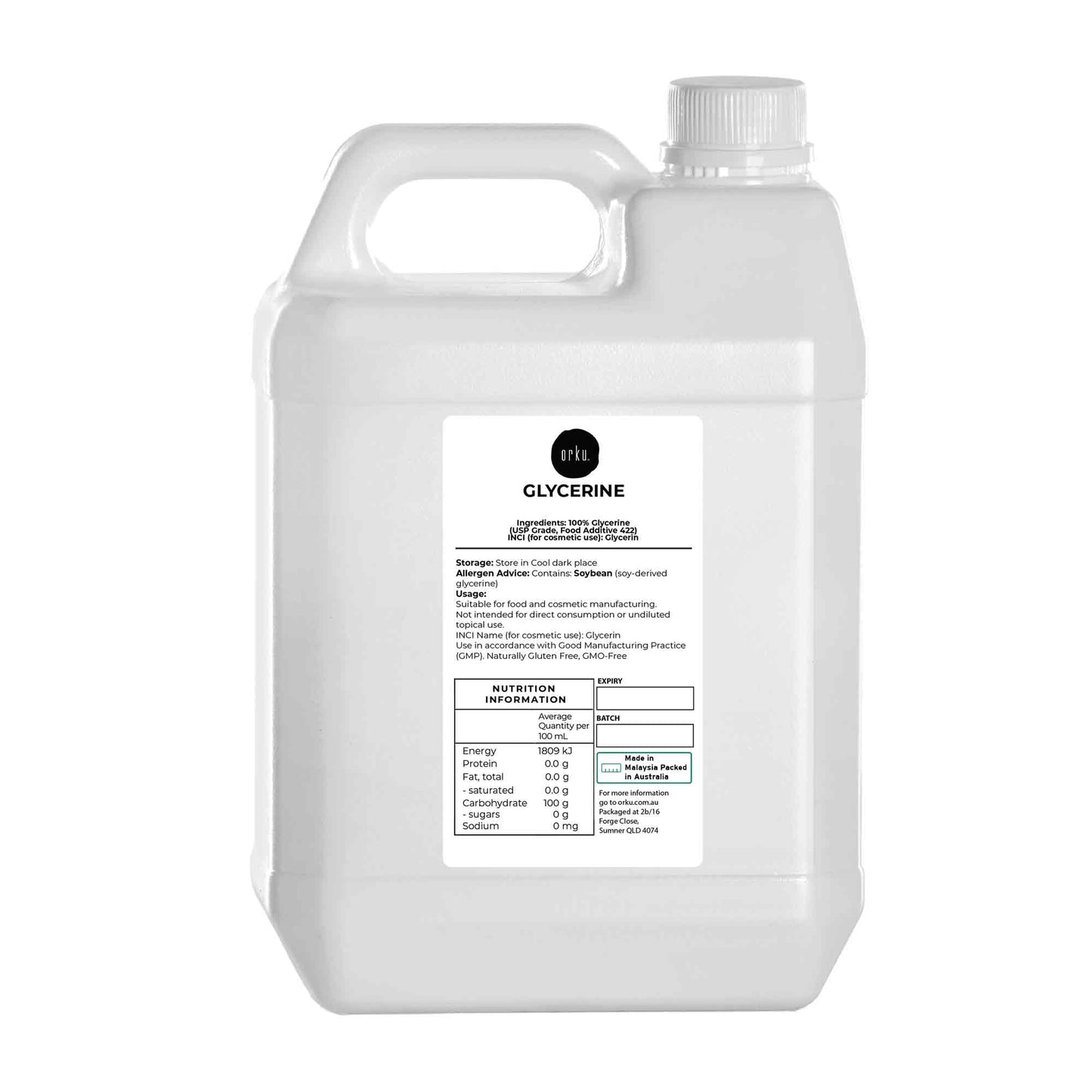 Orku Glycerine 99.9% Pure USP Food Cosmetic Grade - Vegetable Glycerol