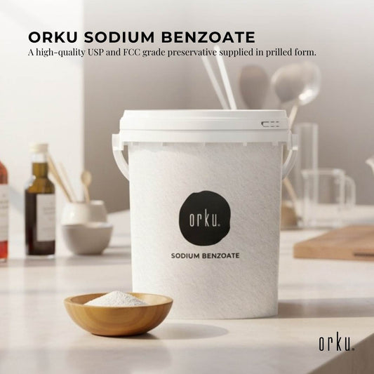 Orku Sodium Benzoate Tub - USP/FCC Grade Prills – E211 Preservative CAS 532-32-1