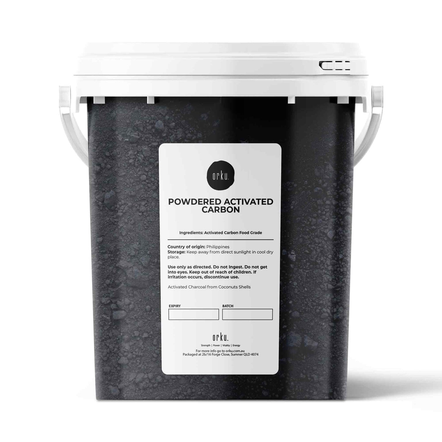 Orku Activated Carbon Powder Coconut Charcoal Bucket - Water Filtration