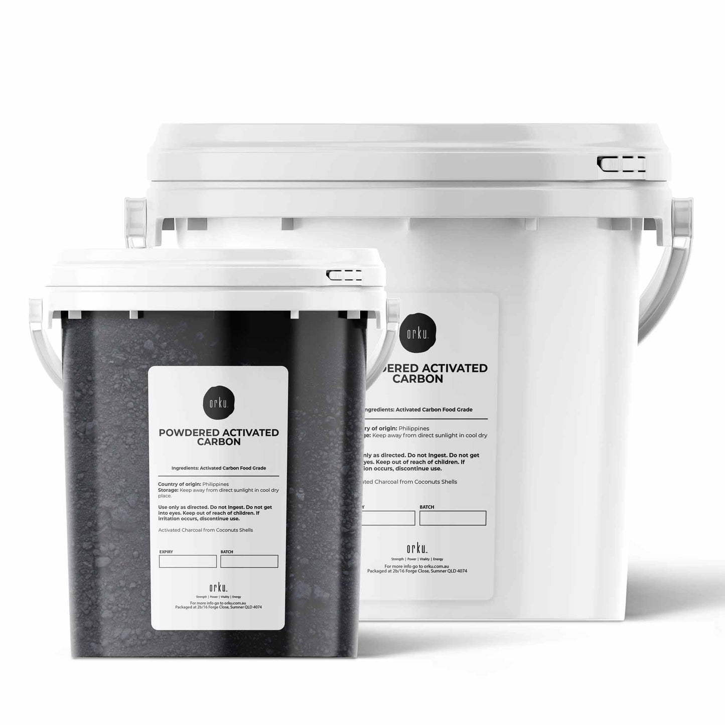 Orku Activated Carbon Powder Coconut Charcoal Bucket - Water Filtration
