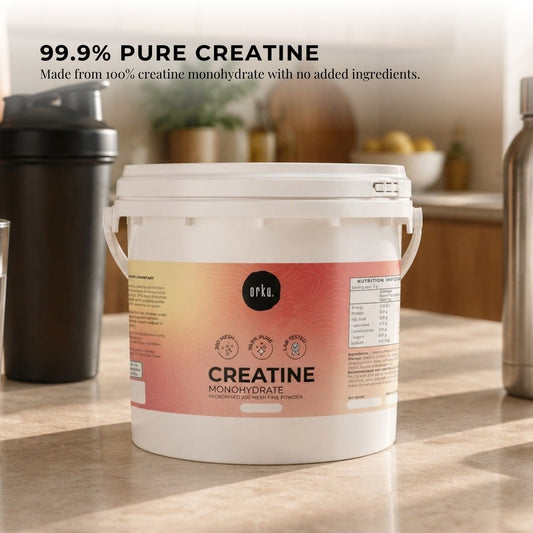 Orku Creatine Monohydrate Powder 99.9% Pure 200 Mesh Micronised Tubs