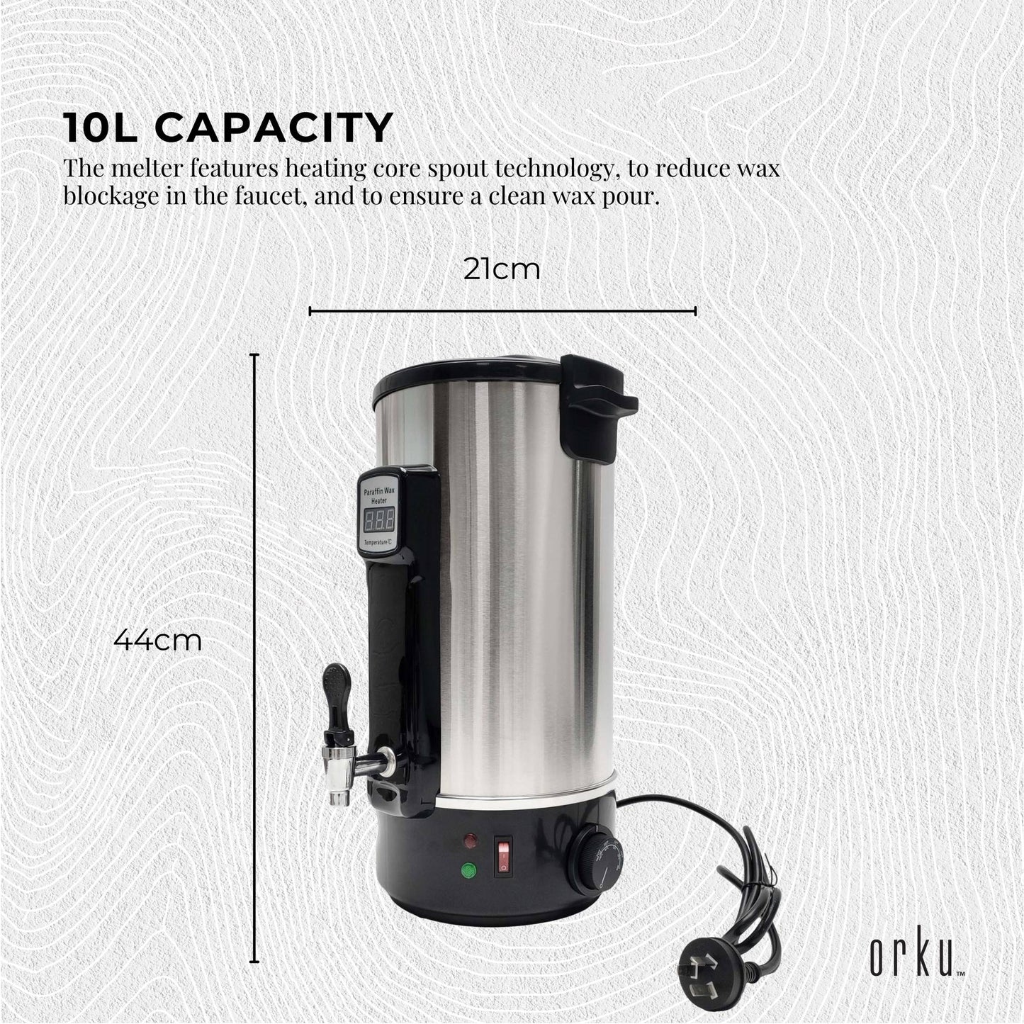 10L Orku Candle Wax Heater With Tap And Accessories - Candle Making Melter Pot