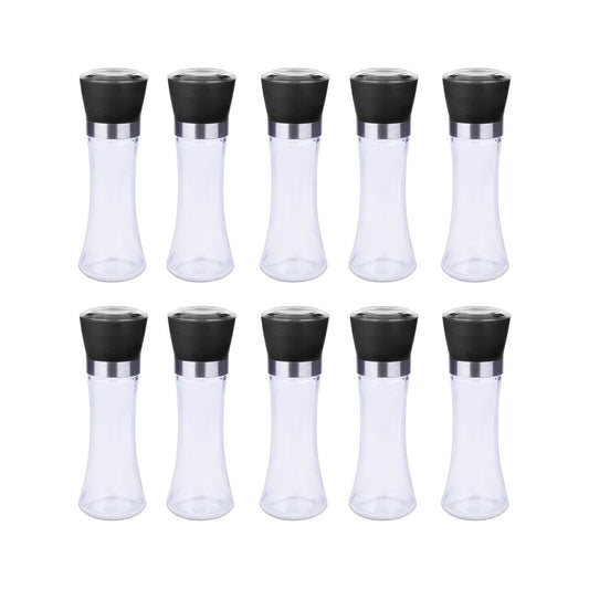 10x 180ml Glass Salt or Pepper Grinder 18cm - Adjustable Ceramic Core Tall Mill