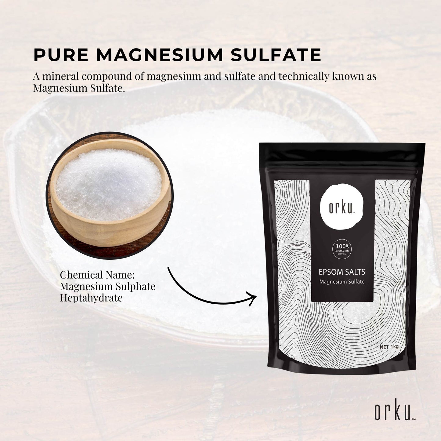 Orku 12 x 1Kg Epsom Salt Magnesium Sulphate Bath Salts Skin Body