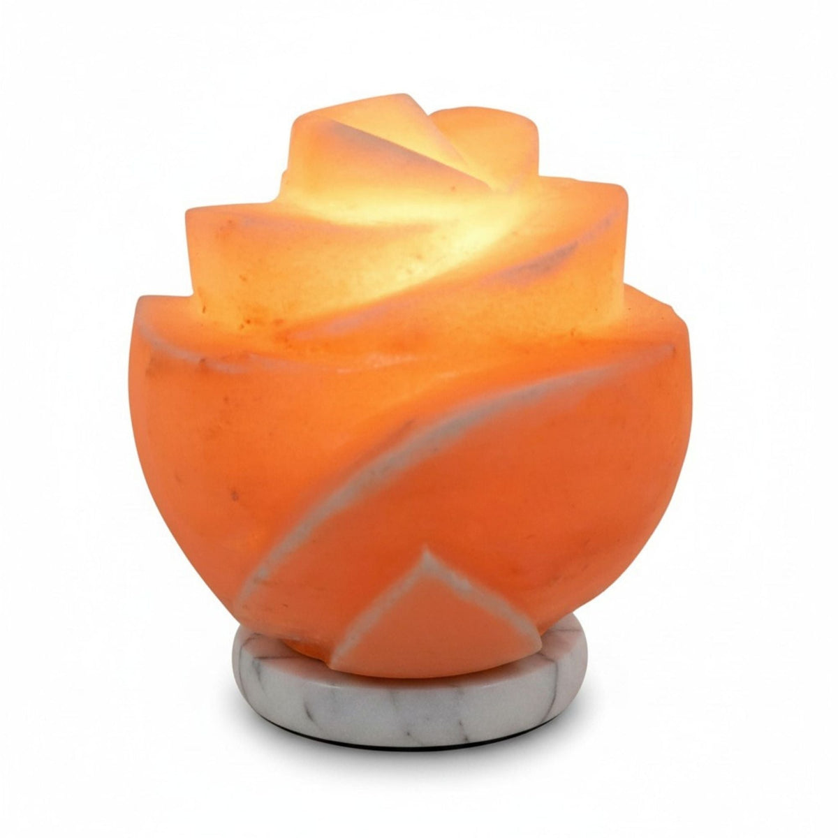 Orku Rose Shaped Himalayan Pink Salt Lamp - Hand Carved Flower Night Light