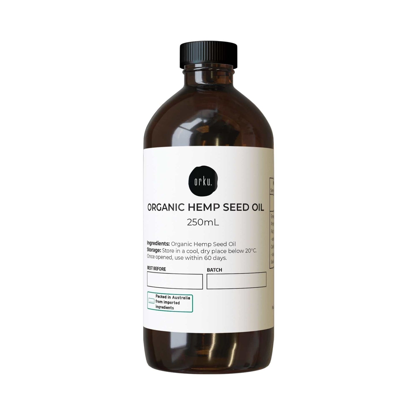 Orku Organic Hemp Seed Oil - Cold Pressed Food Grade Oils