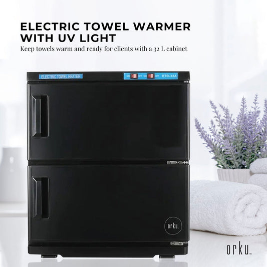 Orku 32L Electric Towel Warmer UV Cabinet Salon Spa Black