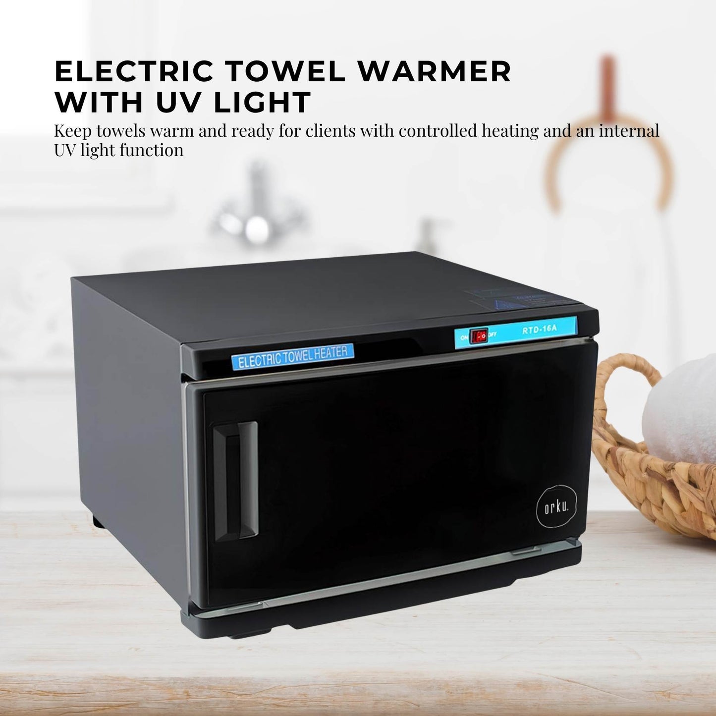 Orku 16L Electric Towel Warmer UV Cabinet Salon Spa Black