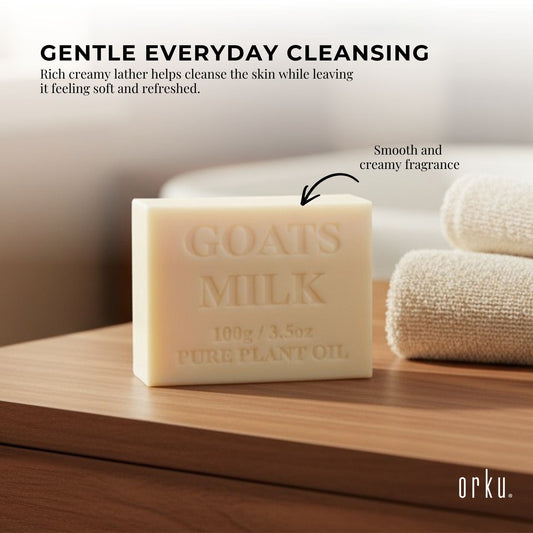 Orku 100 x 100g Goat Milk Soap Bars Natural Creamy Scent Australian Made