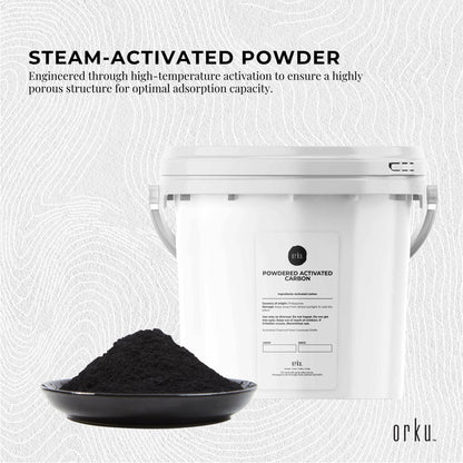Orku Activated Carbon Powder Coconut Charcoal Bucket - Water Filtration