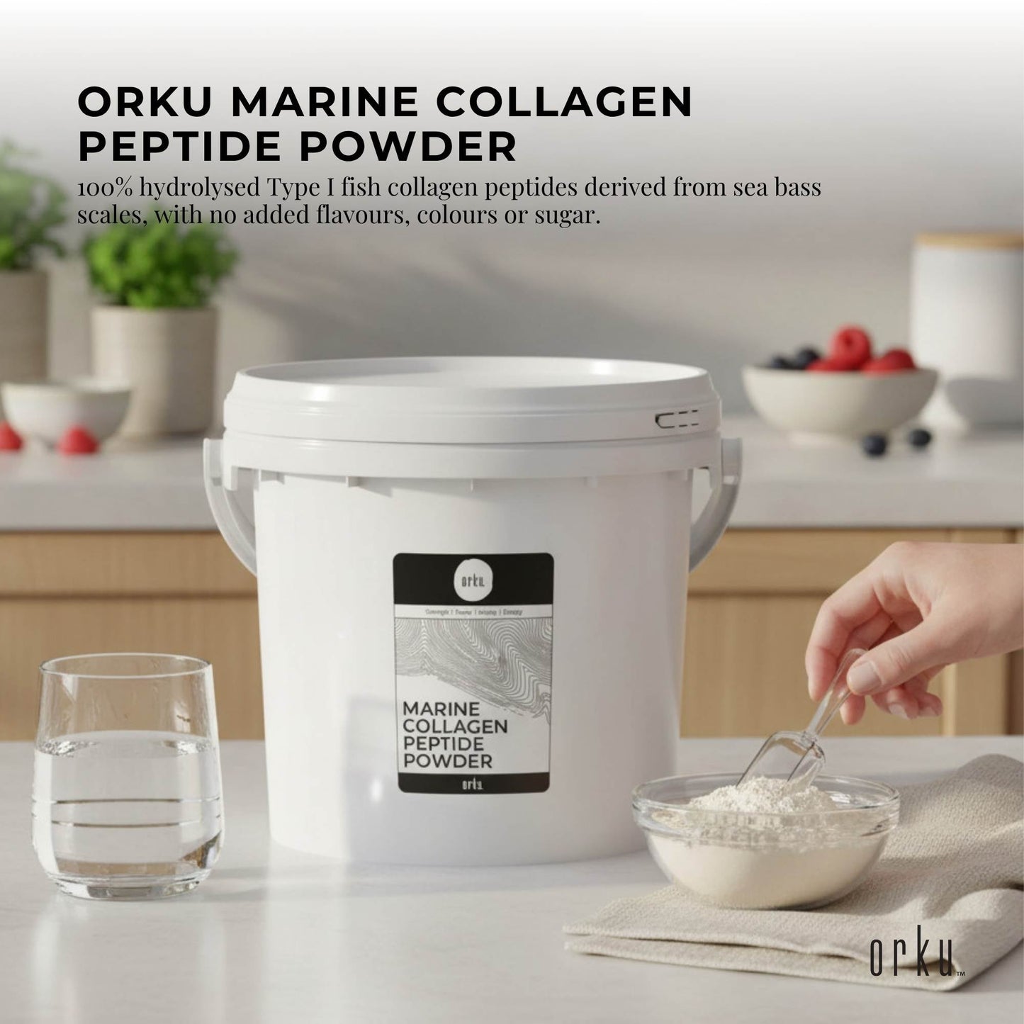 Orku Marine Collagen Peptide Powder Tubs - Pure Type I Hydrolysed Protein