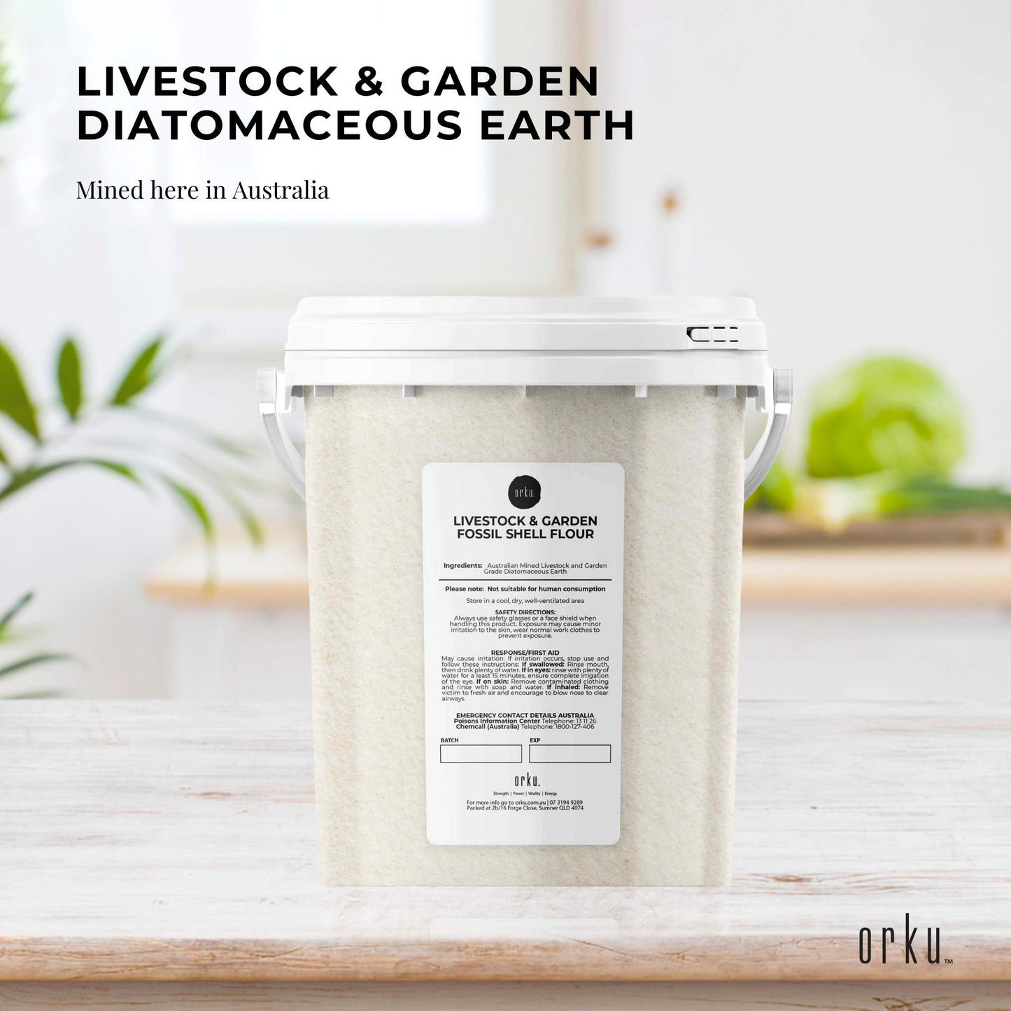 Orku Fossil Shell Flour Tubs - Livestock Garden and Pet Diatomaceous Earth