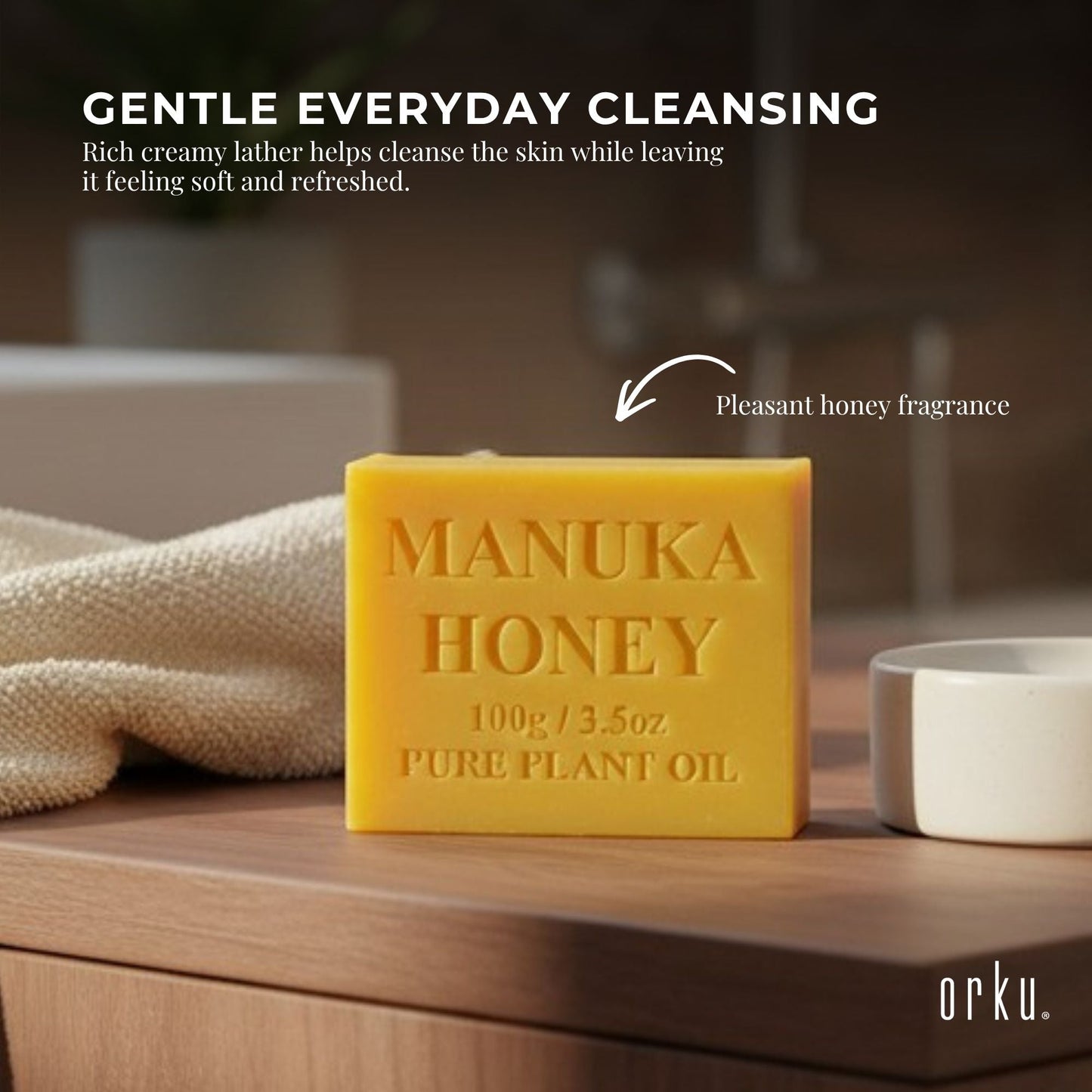 Orku 100 x 100g Manuka Honey Plant Oil Soap Bars Australian Made
