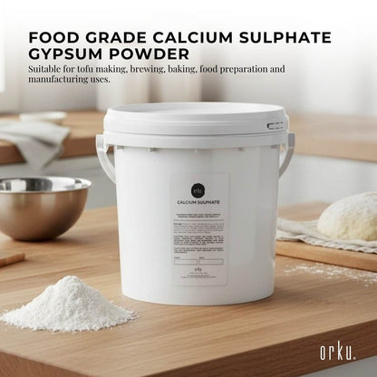Orku Fine Calcium Sulphate Gypsum Powder Bucket - Dihydrate Food Grade FCC E516
