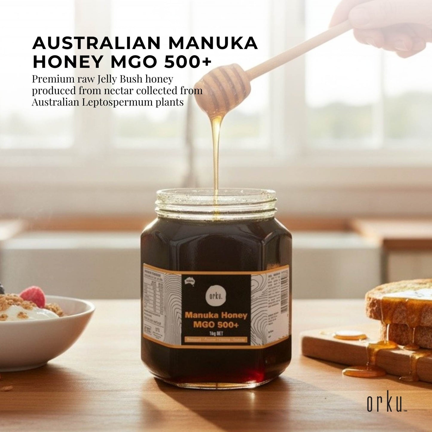 Orku MGO 500+ Australian Manuka Honey 1Kg - Raw Jelly Bush Honey