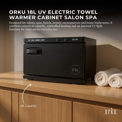 Orku 18L UV Disinfection Electric Towel Warmer Cabinet Salon Spa Black
