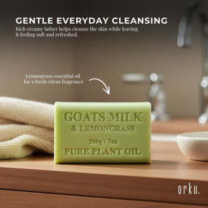 Orku 65 x 200g Goat Milk Lemongrass Soap Bars Australian Made