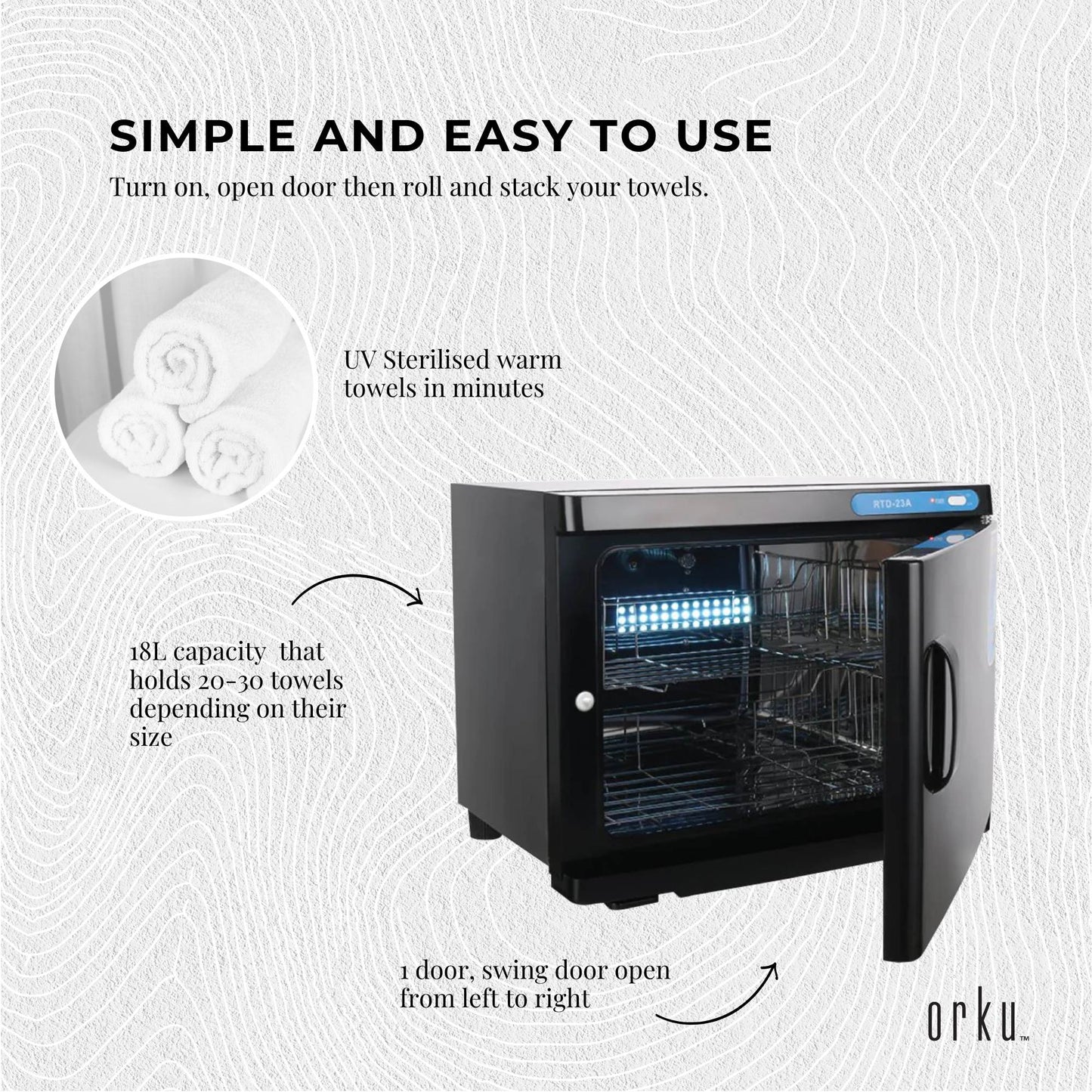 Orku 18L Black UV Electric Towel Warmer Steriliser Cabinet Salon Heat Sanitiser