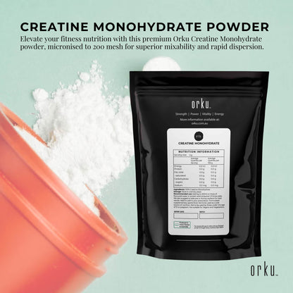 Orku Creatine Monohydrate Powder - 200 Mesh Micronised | 99.9% Purity