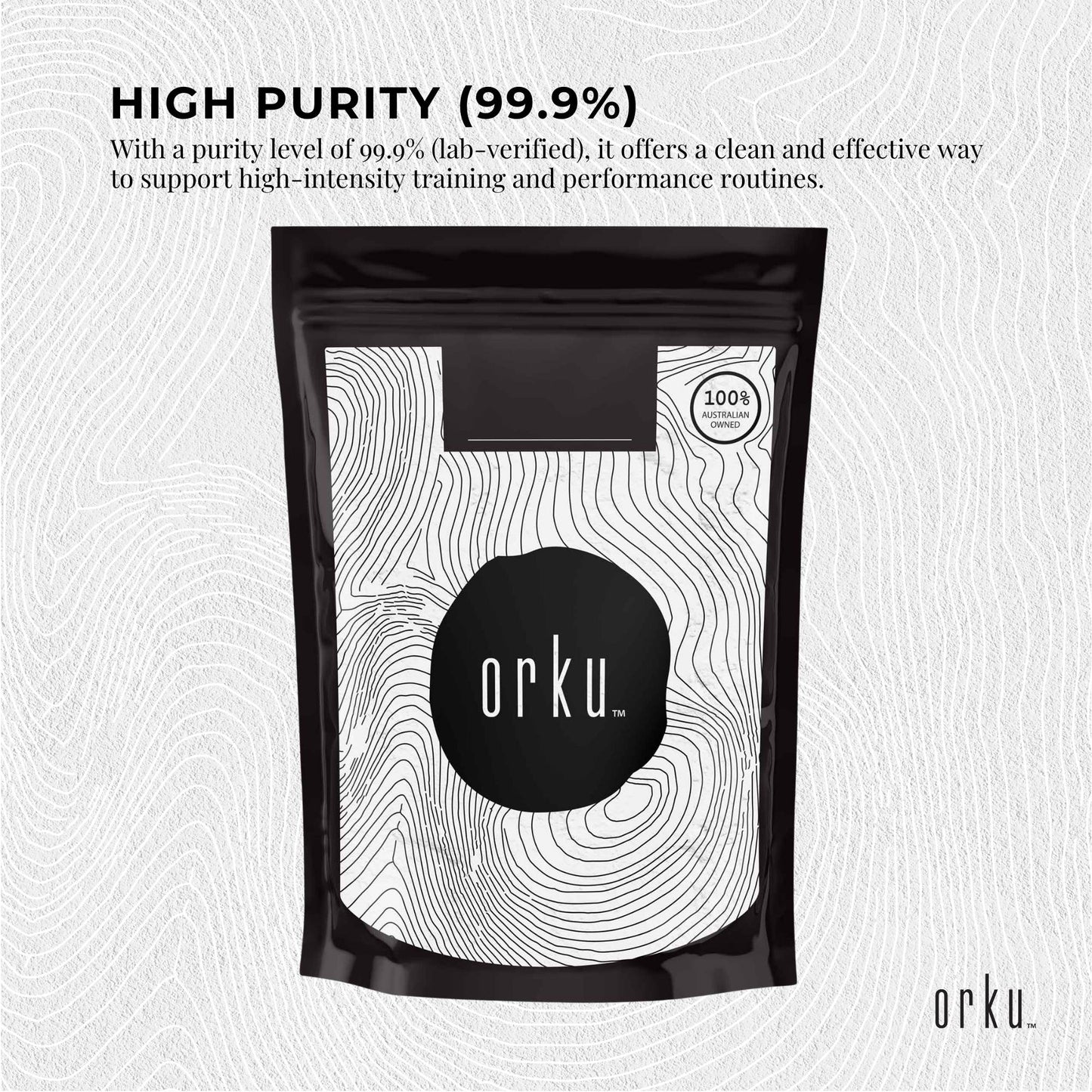 Orku Creatine Monohydrate Powder - 200 Mesh Micronised | 99.9% Purity