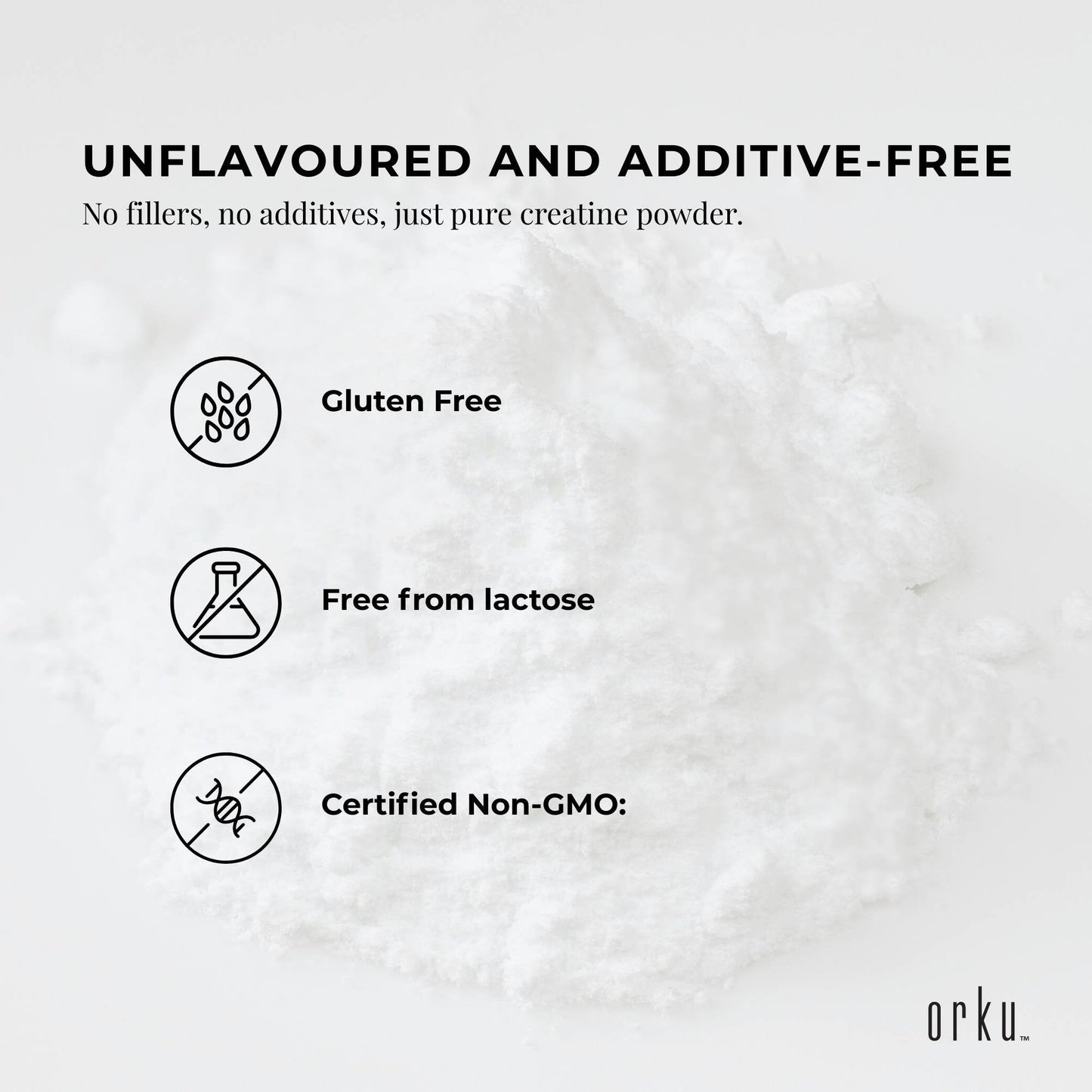 Orku Creatine Monohydrate Powder - 200 Mesh Micronised | 99.9% Purity