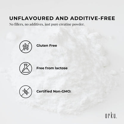 Orku Creatine Monohydrate Powder - 200 Mesh Micronised | 99.9% Purity
