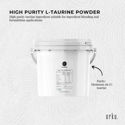 Orku Taurine Powder Tub - High Purity L-Taurine Amino Acid Ingredient Bulk