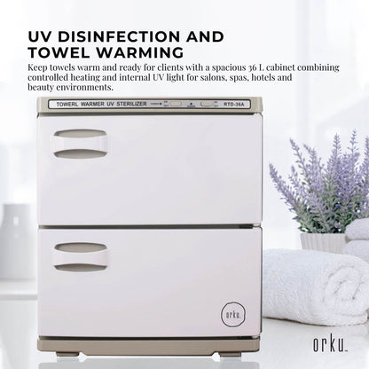 Orku 36L UV Disinfection Electric Towel Warmer Cabinet Salon Spa White