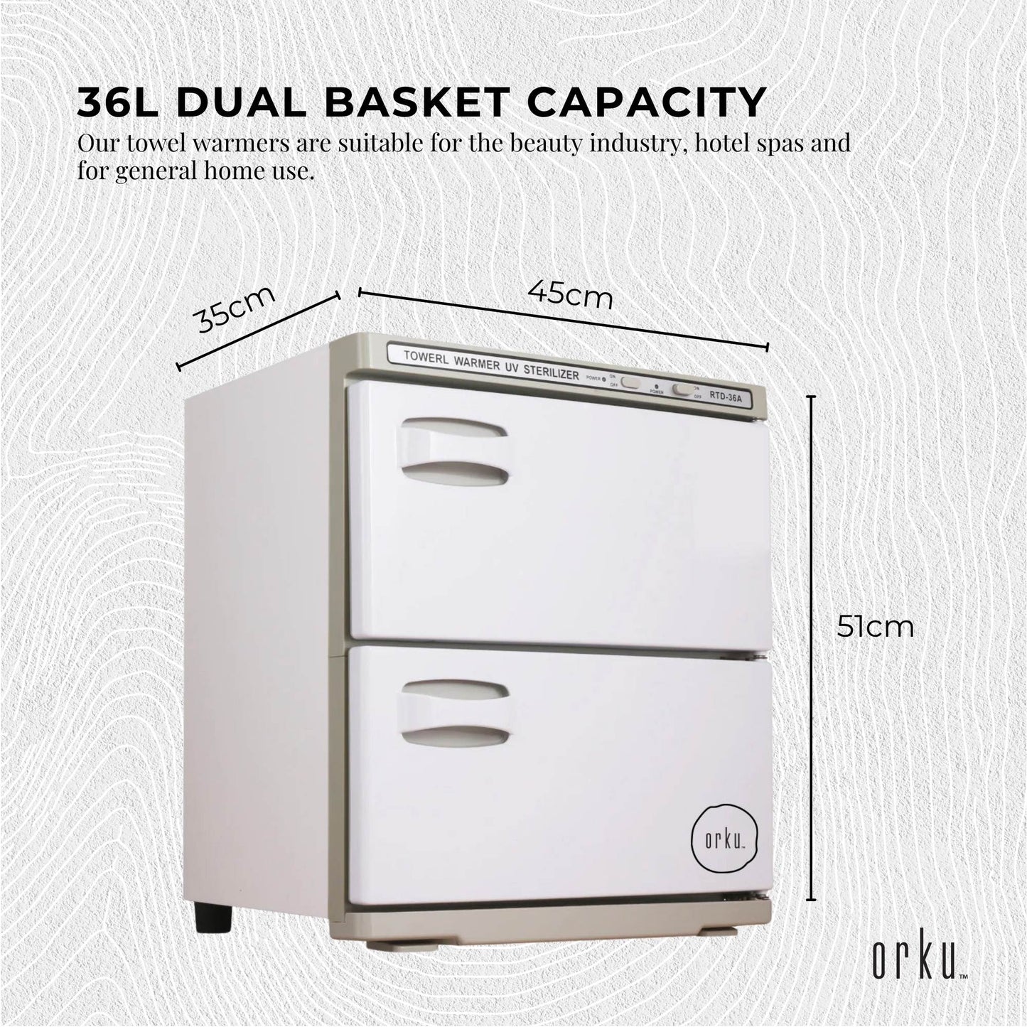 Orku 36L UV Disinfection Electric Towel Warmer Cabinet Salon Spa White