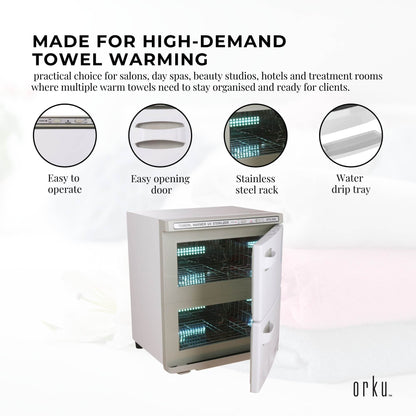 Orku 36L UV Disinfection Electric Towel Warmer Cabinet Salon Spa White
