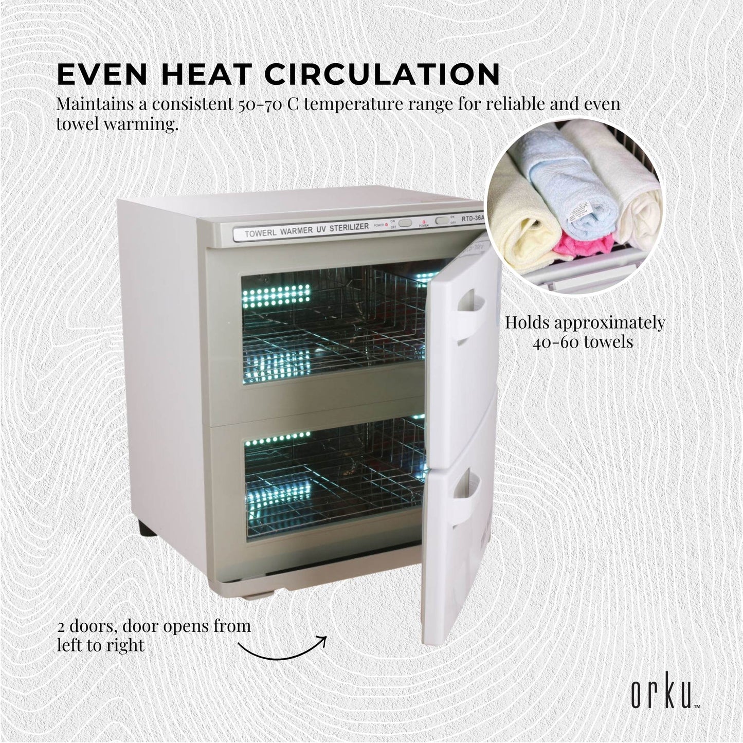 Orku 36L UV Disinfection Electric Towel Warmer Cabinet Salon Spa White