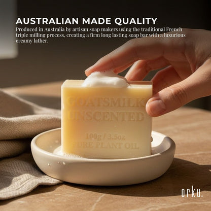 Orku 4 x 100g Unscented Goat Milk Soap Bars Australian Made
