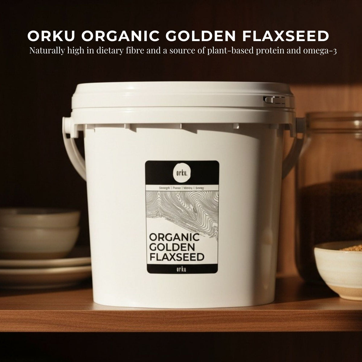 Orku Organic Golden Linseed Flaxseed Whole Grain Non GMO - Tubs