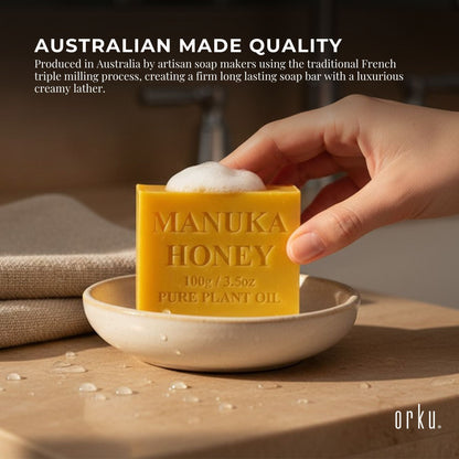 Orku 100 x 100g Manuka Honey Plant Oil Soap Bars Australian Made