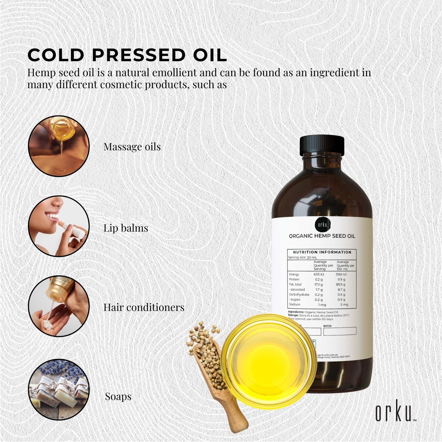 Orku Organic Hemp Seed Oil - Cold Pressed Food Grade Oils