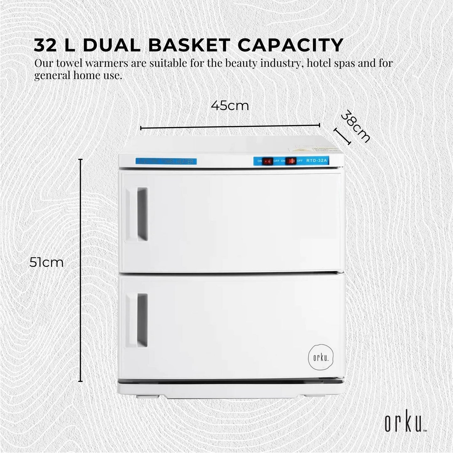 Orku 32L Electric Towel Warmer UV Cabinet Salon Spa White