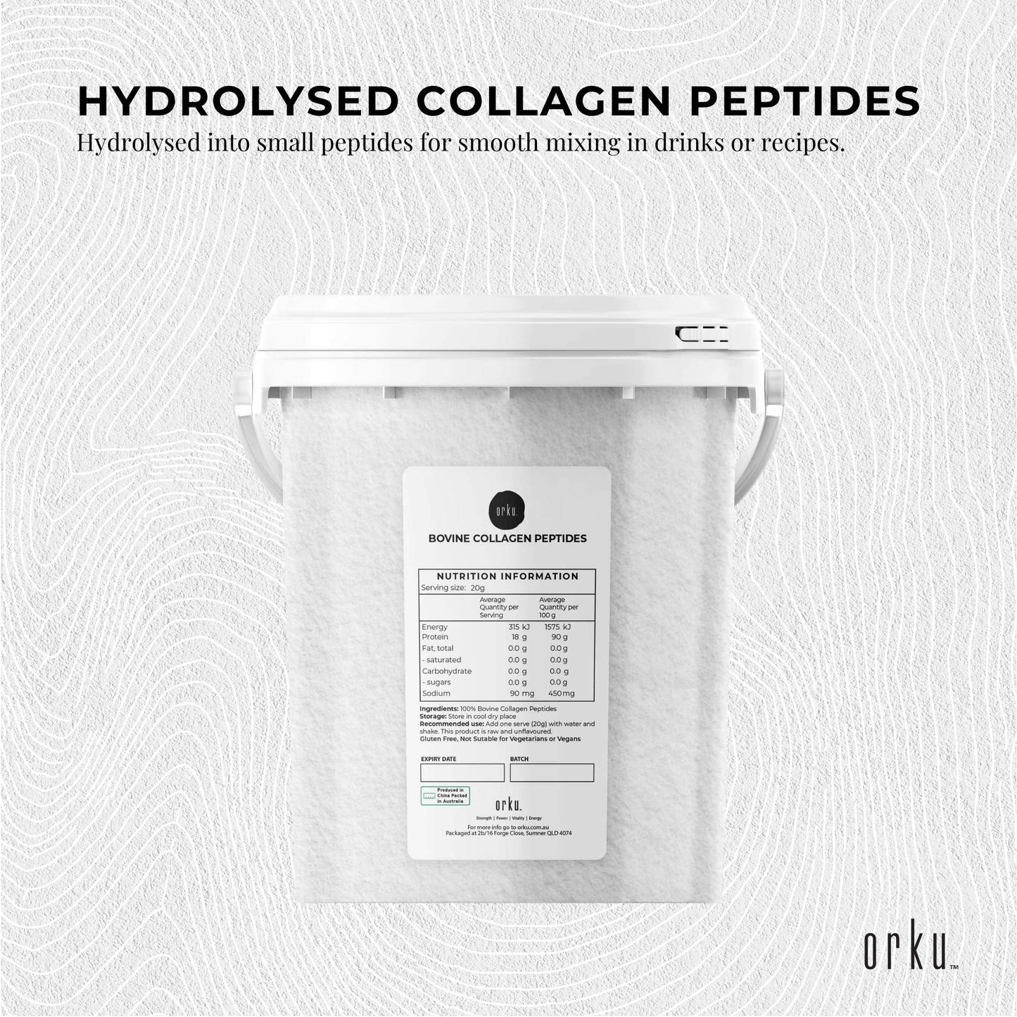 Orku Bovine Collagen Peptides Powder Tub - Hydrolysed Protein Unflavoured