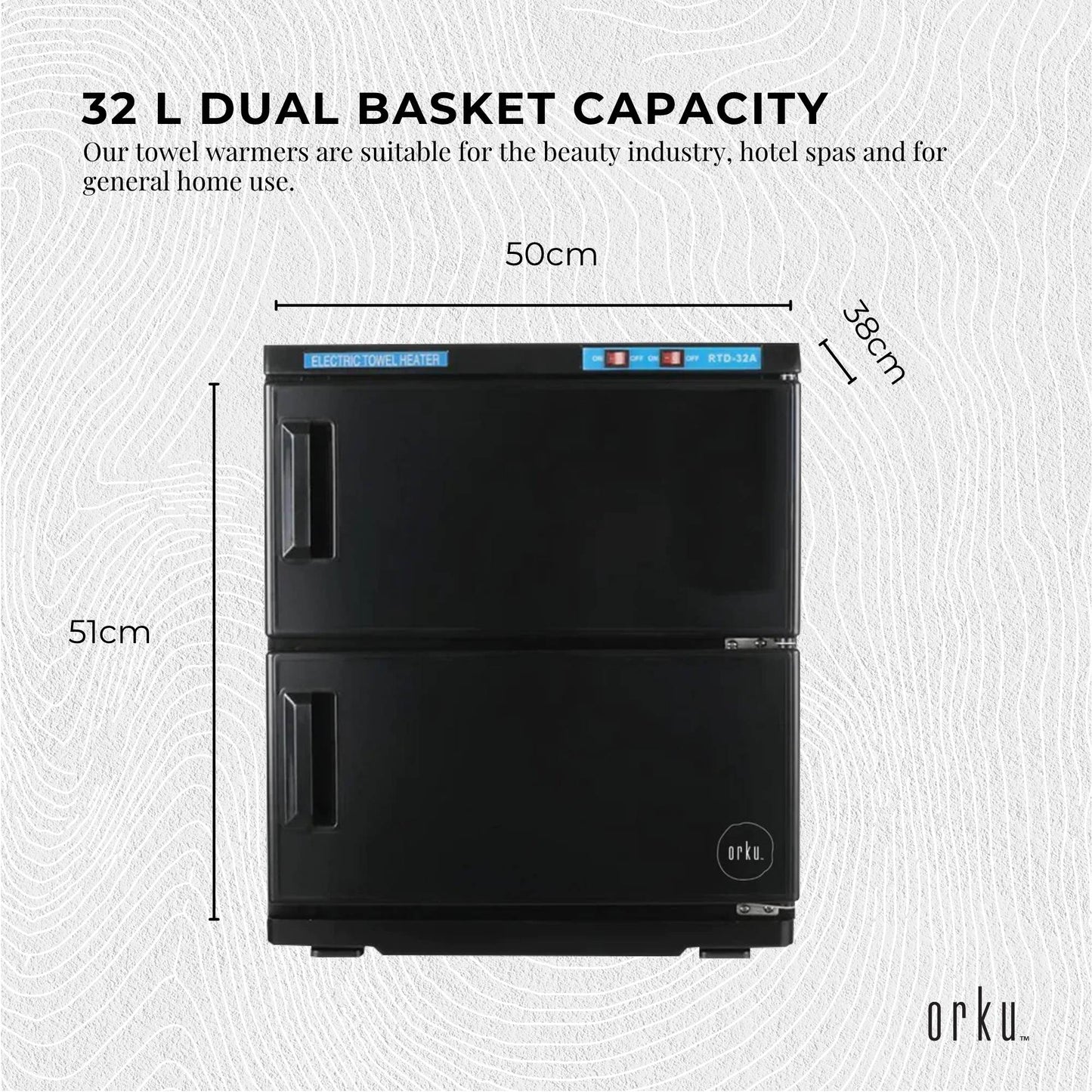 Orku 32L Electric Towel Warmer UV Cabinet Salon Spa Black