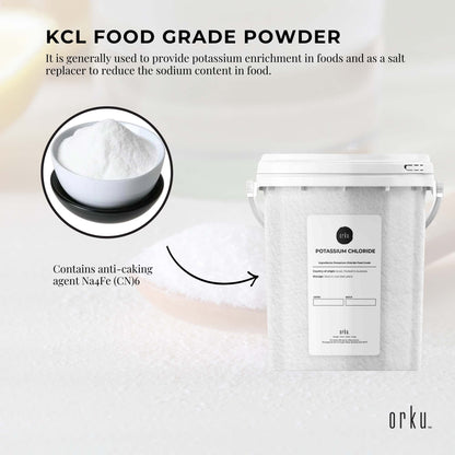 Potassium Chloride Powder Tub - Pure KCL E508 Food Grade Salt Supplement Bulk