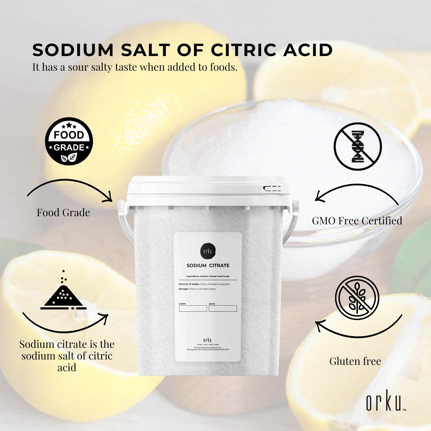 Sodium Citrate Powder Tub - Trisodium Food Grade Salt Acid Preservative