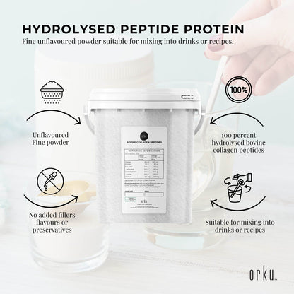 Orku Bovine Collagen Peptides Powder Tub - Hydrolysed Protein Unflavoured